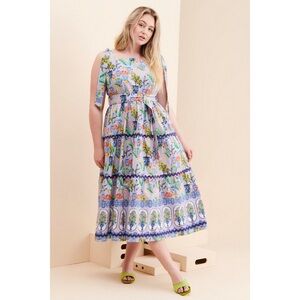 EMILY LOVELOCK Flower Vase Printed Midi Dress